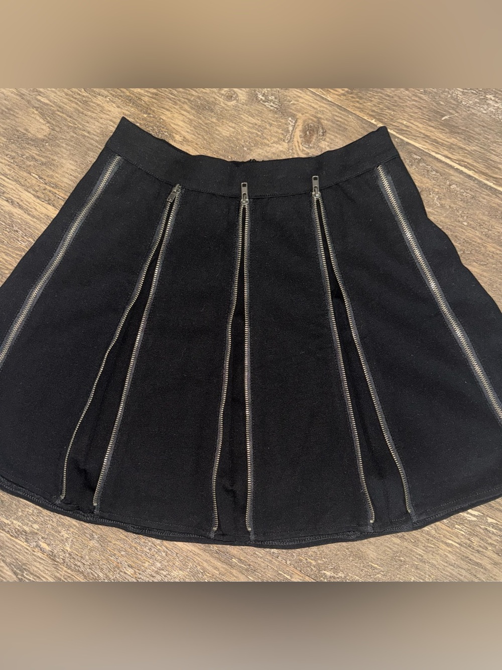 Black Skater Skirt By Seek The Label Size Small Zippers  All on Front So Cute